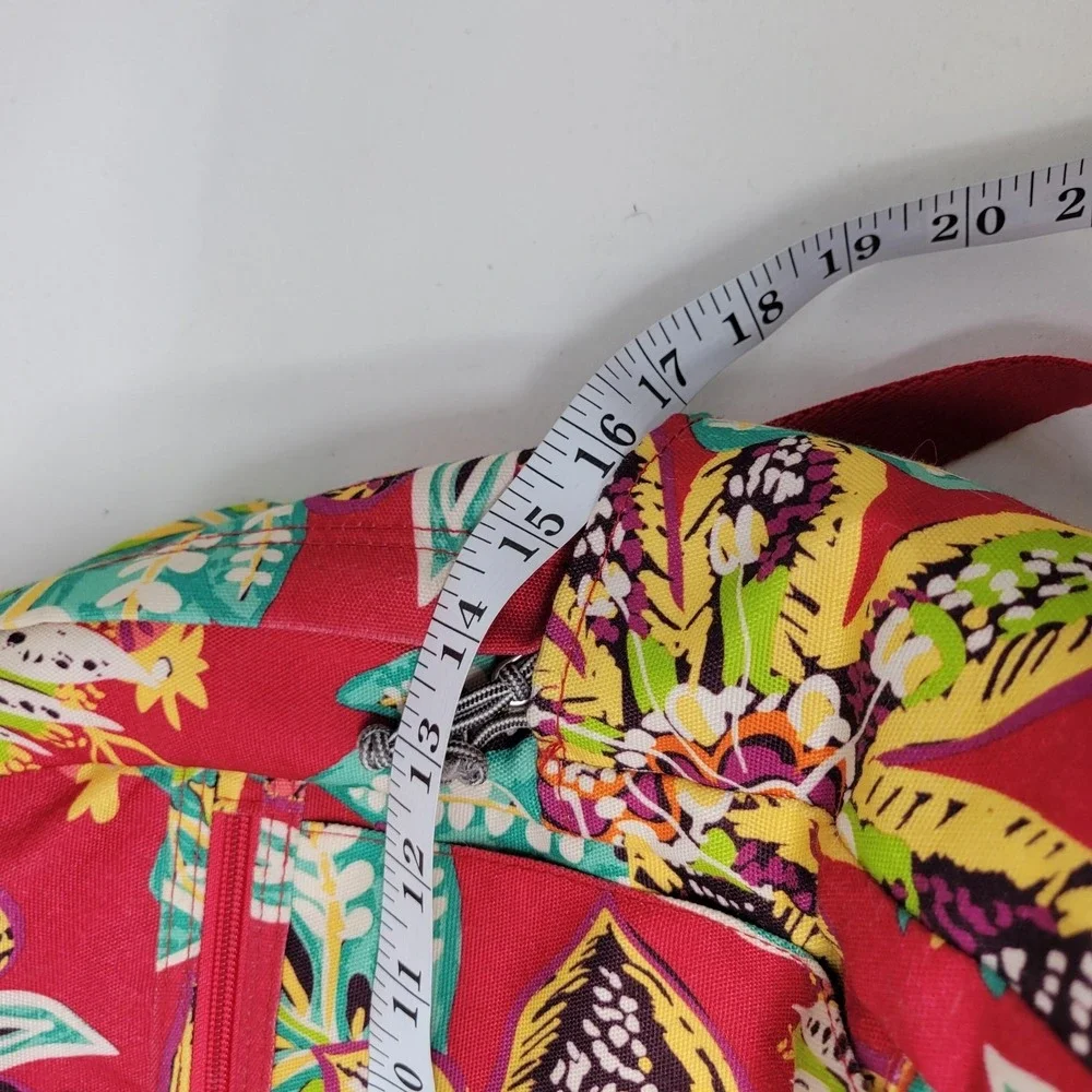 Vera Bradley Backpack Womens Medium‎ Red Floral Canvas Pockets Zip School Travel